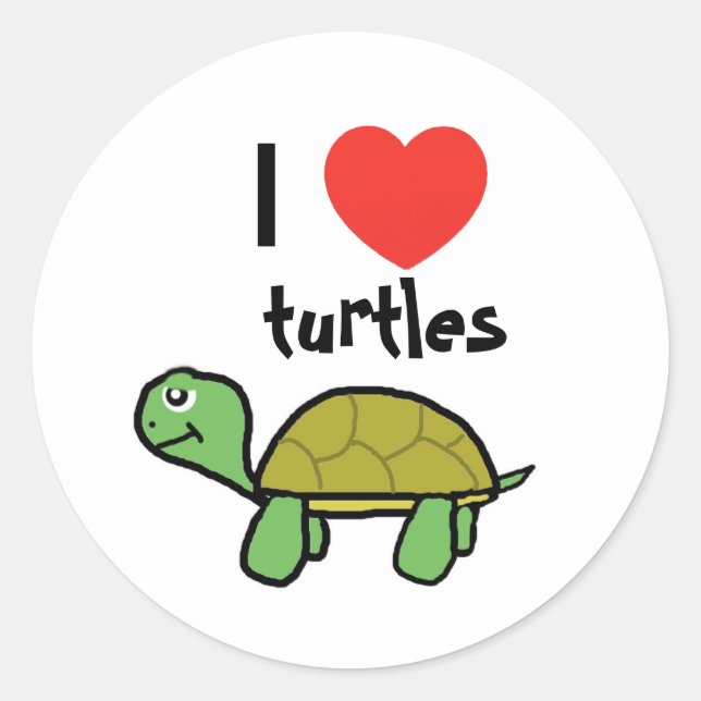 Sticker Rond J'aime les tortues (Devant)