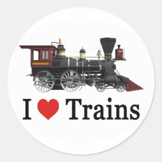Sticker Rond J'aime les trains