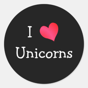 Sticker Rond J'Aime Les Unicornes
