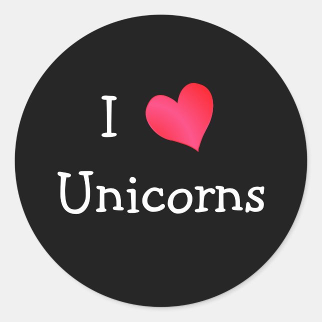 Sticker Rond J'Aime Les Unicornes (Devant)