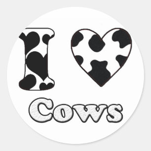 Sticker Rond J'aime les vaches