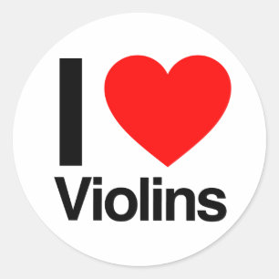 Sticker Rond j'aime les violons