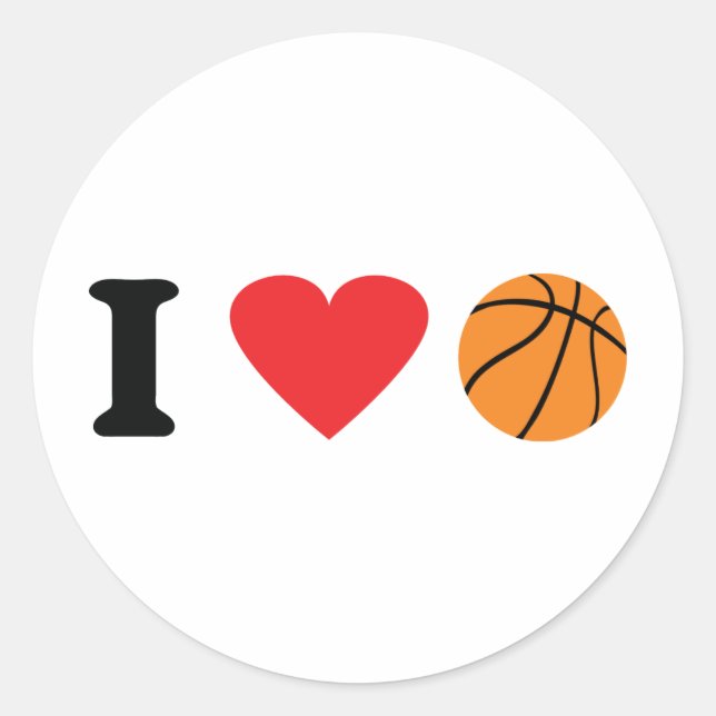 Sticker Rond J'aime l'icône du basket-ball (Devant)