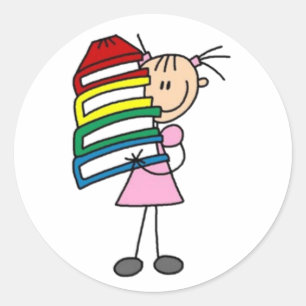 Sticker Rond J'Aime Lire La Figure De Stick