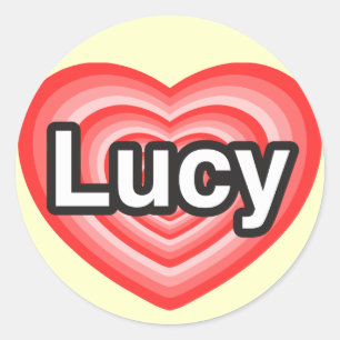 Sticker Rond J'aime Lucy. Je t'aime Lucy. Cœur