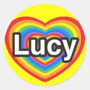 Sticker Rond J'aime Lucy. Je t'aime Lucy. Cœur