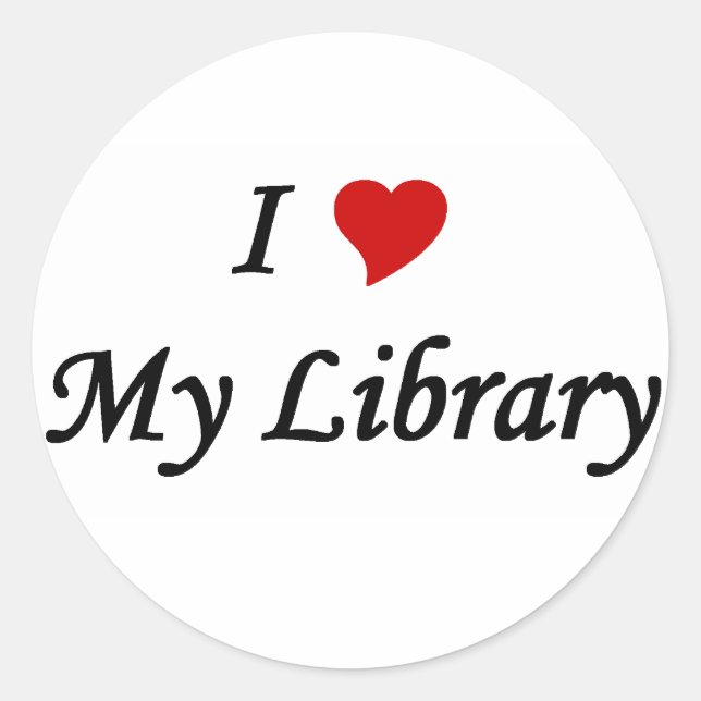 Sticker Rond J'aime ma bibliothèque (Devant)
