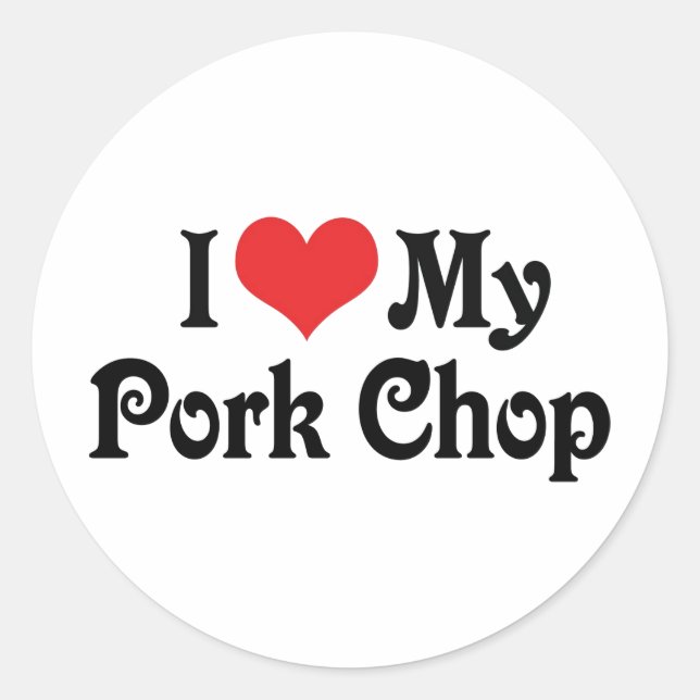 Sticker Rond J'Aime Ma Bouchée De Porc (Devant)