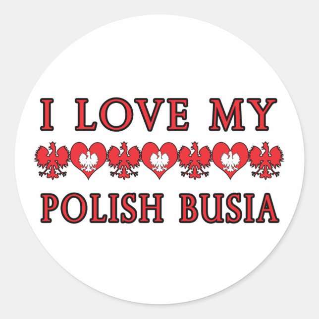 Sticker Rond J'Aime Ma Busia Polonaise (Devant)