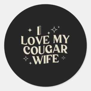 Sticker Rond J'Aime Ma Femme Cougar J'Aime Ma Femme Cougar