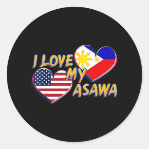 Sticker Rond J'aime ma femme philippine Américaine Philippine A