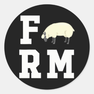 Sticker Rond J'Aime Ma Ferme D'Amours À Mouton