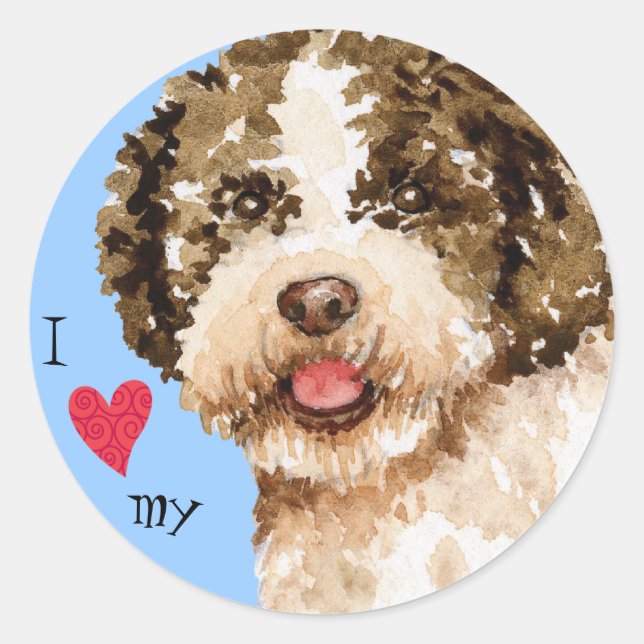 Sticker Rond J'aime ma Lagotto (Devant)