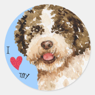 Sticker Rond J'aime ma Lagotto