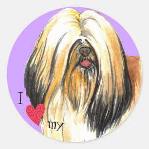 Sticker Rond J'aime ma Lhasa Apso