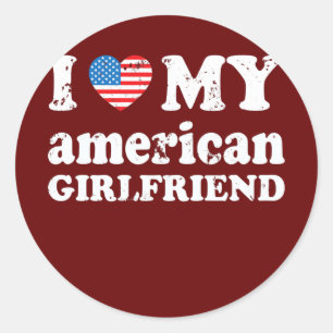 Sticker Rond J'aime ma petite amie américaine