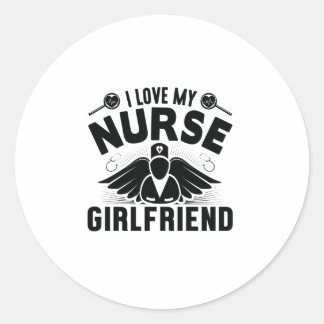 Sticker Rond J'aime ma petite amie infirmière