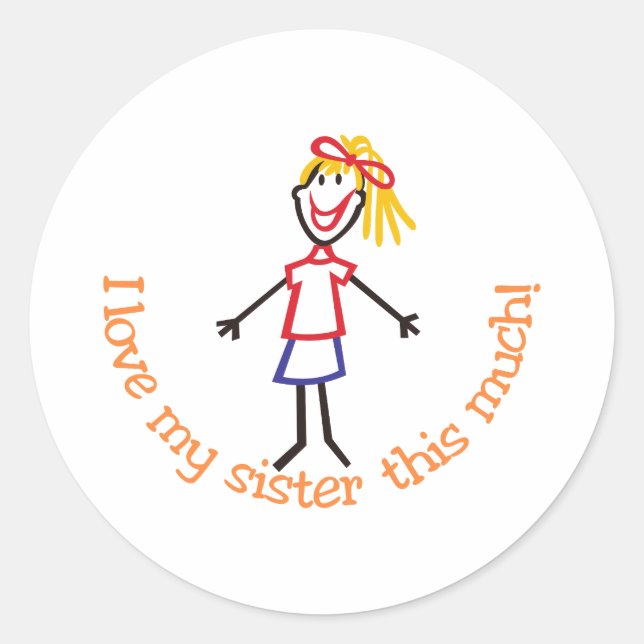 Sticker Rond J'aime ma soeur (Devant)