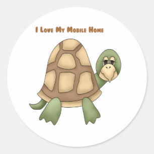 Sticker Rond J'aime ma tortue de caravane résidentielle