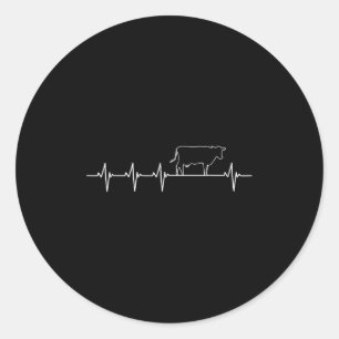 Sticker Rond J'Aime Ma Vanne De Vache Ekg Patient Cardiaque