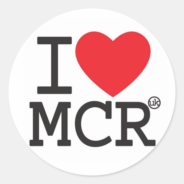 Sticker Rond J'aime Manchester (Devant)