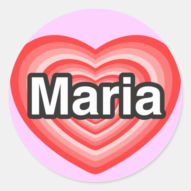Sticker Rond J'aime Maria. Je t'aime Maria. Cœur (Devant)