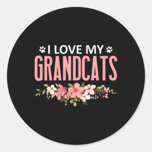 Sticker Rond J'Aime Mes Grands Chats Chat Grand-Père Grand-Mère