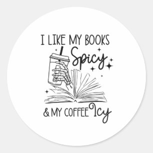 Sticker Rond J'Aime Mes Livres Épicé Et Mon Café Icy Halloween