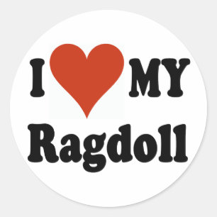 Sticker Rond J'aime mes marchandises de chat de Ragdoll