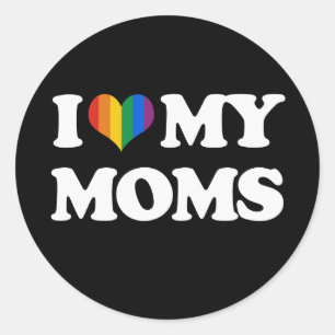 STICKER ROND J'AIME MES MÈRES.