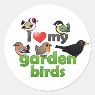 Sticker Rond J'Aime Mes Oiseaux De Jardin