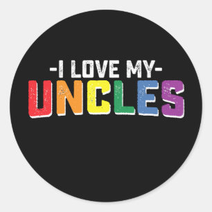 Sticker Rond J'Aime Mes oncles Fierté Famille Gay Lesbienne Cor