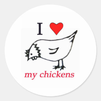 Sticker Rond J'aime mes poulets