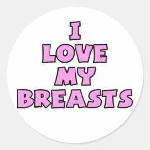 Sticker Rond J'aime mes seins II
