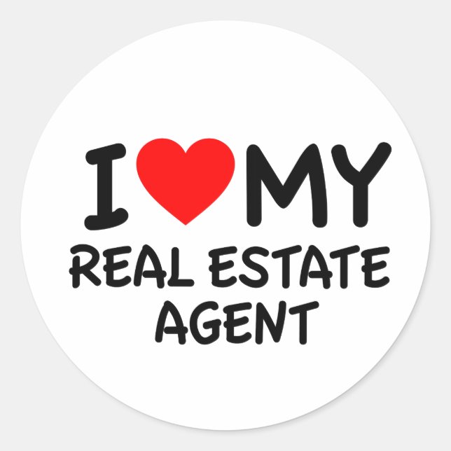 Sticker Rond J'aime mon agent immobilier (Devant)