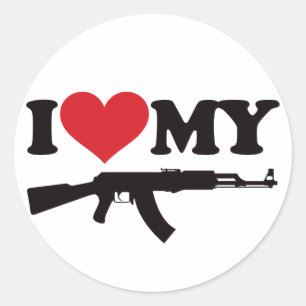Sticker Rond J'aime mon AK47