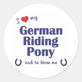 Sticker Rond J'Aime Mon Allemand Riding Pony (Homme Pony)