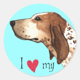 Sticker Rond J'aime mon American English Coonhound