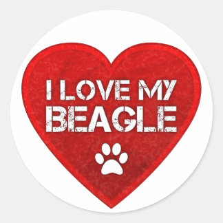 Sticker Rond J'aime mon Beagle