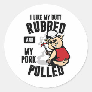 Sticker Rond J'Aime Mon Beurre Et Mon Porc Tiré Chemise Mea