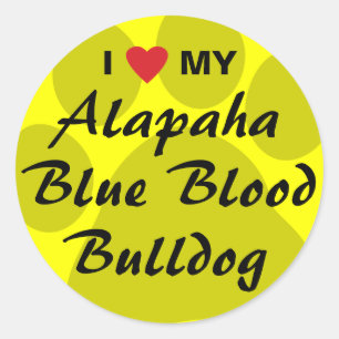 Sticker Rond J'aime mon bouledogue de sang bleu d'Alapaha