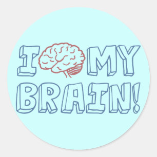 Sticker Rond J'aime mon cerveau