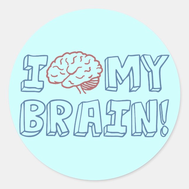 Sticker Rond J'aime mon cerveau (Devant)