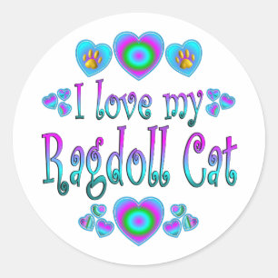 Sticker Rond J'aime mon chat de Ragdoll