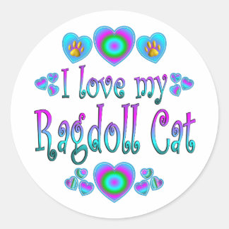 Sticker Rond J'Aime Mon Chat Ragdoll