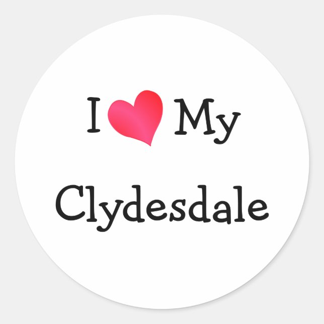 Sticker Rond J'Aime Mon Clydesdale (Devant)