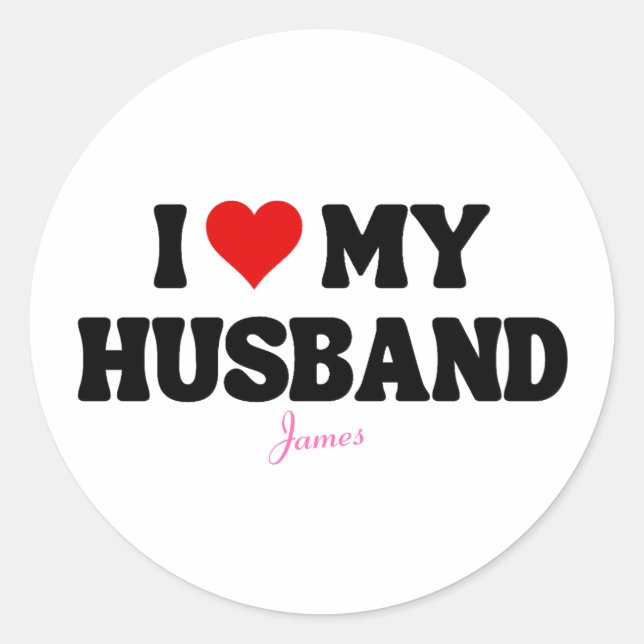 Sticker Rond J'Aime Mon Coeur De Mari Romantique Nom Personnali (Devant)