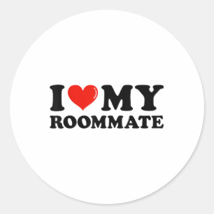 Sticker Rond J'Aime Mon colocataire - Je Coeur Mon colocataire