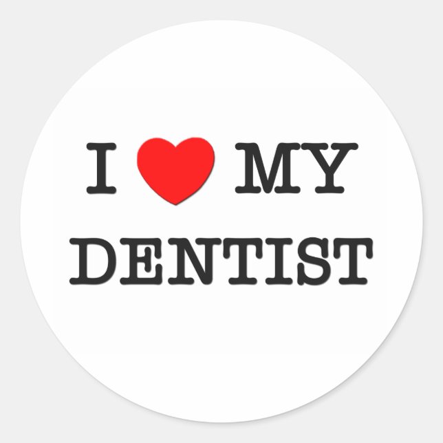 Sticker Rond J'Aime Mon DENTISTE (Devant)