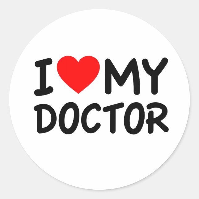 Sticker Rond J'aime mon docteur (Devant)